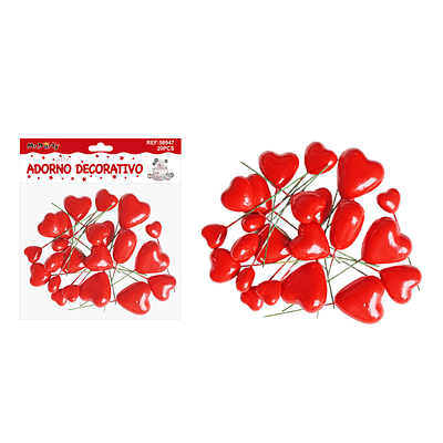 Pelota de corazón decorativa roja para pastel 20pcs