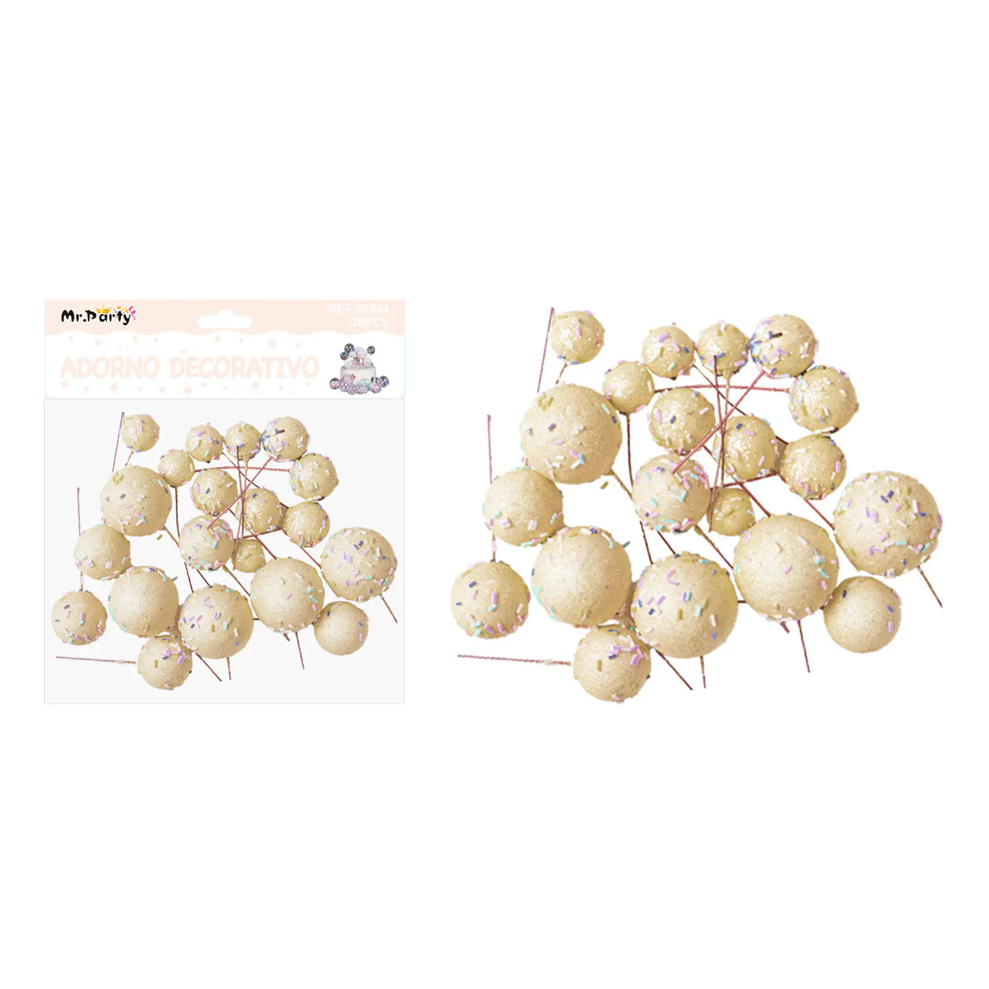 Pelota caramelo decorativa beige para pastel 20pcs 1