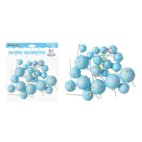 Pelota caramelo decorativa azul para pastel 20pcs