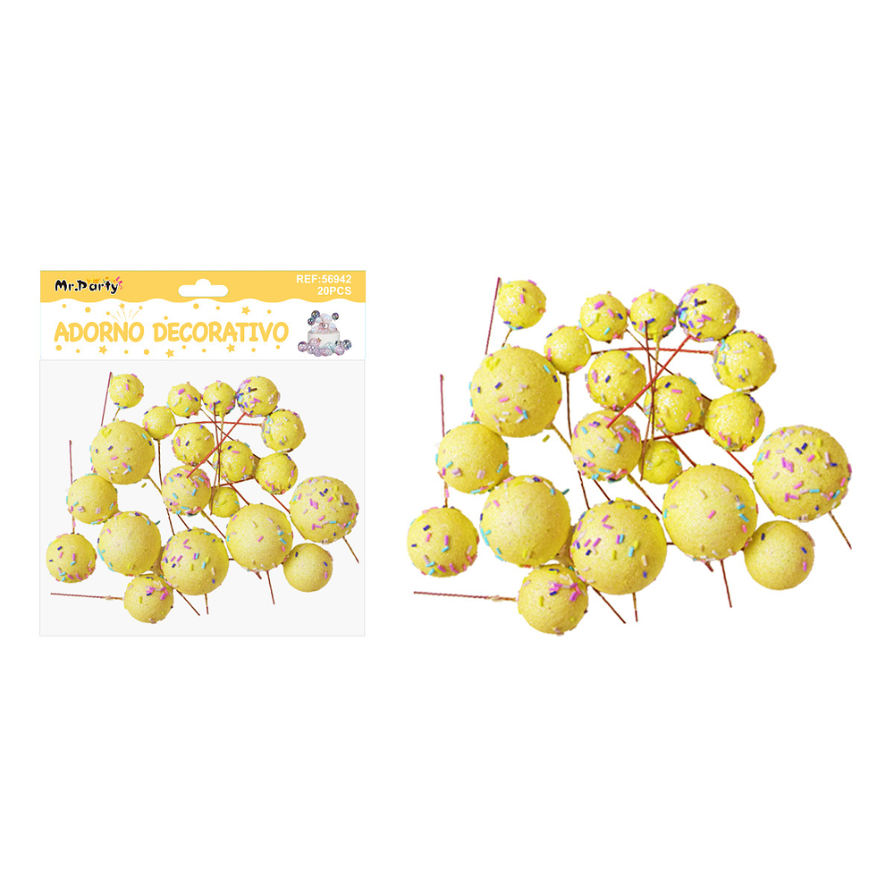 Pelota caramelo decorativa amarilla para pastel 20pcs
