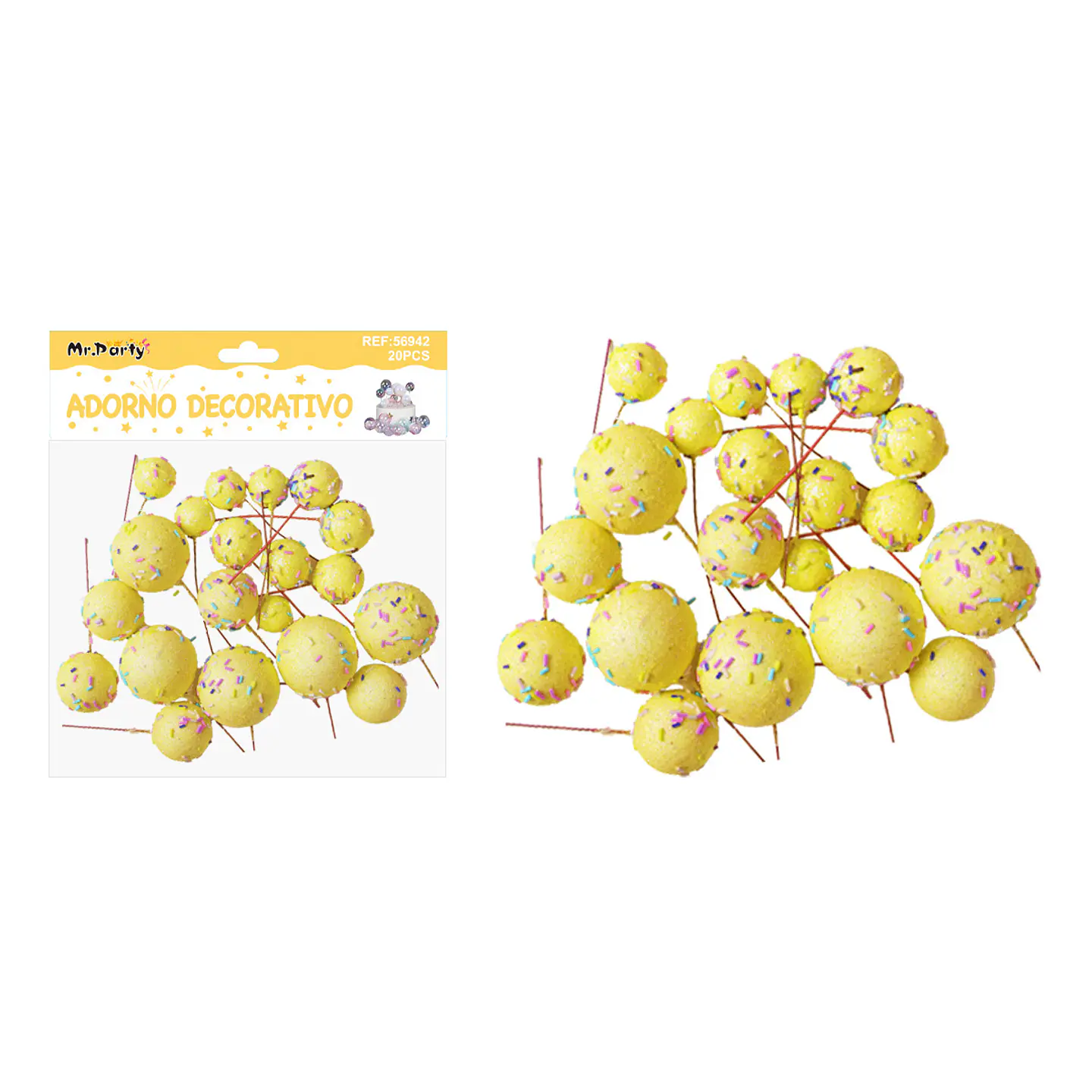 Pelota caramelo decorativa amarilla para pastel 20pcs 1