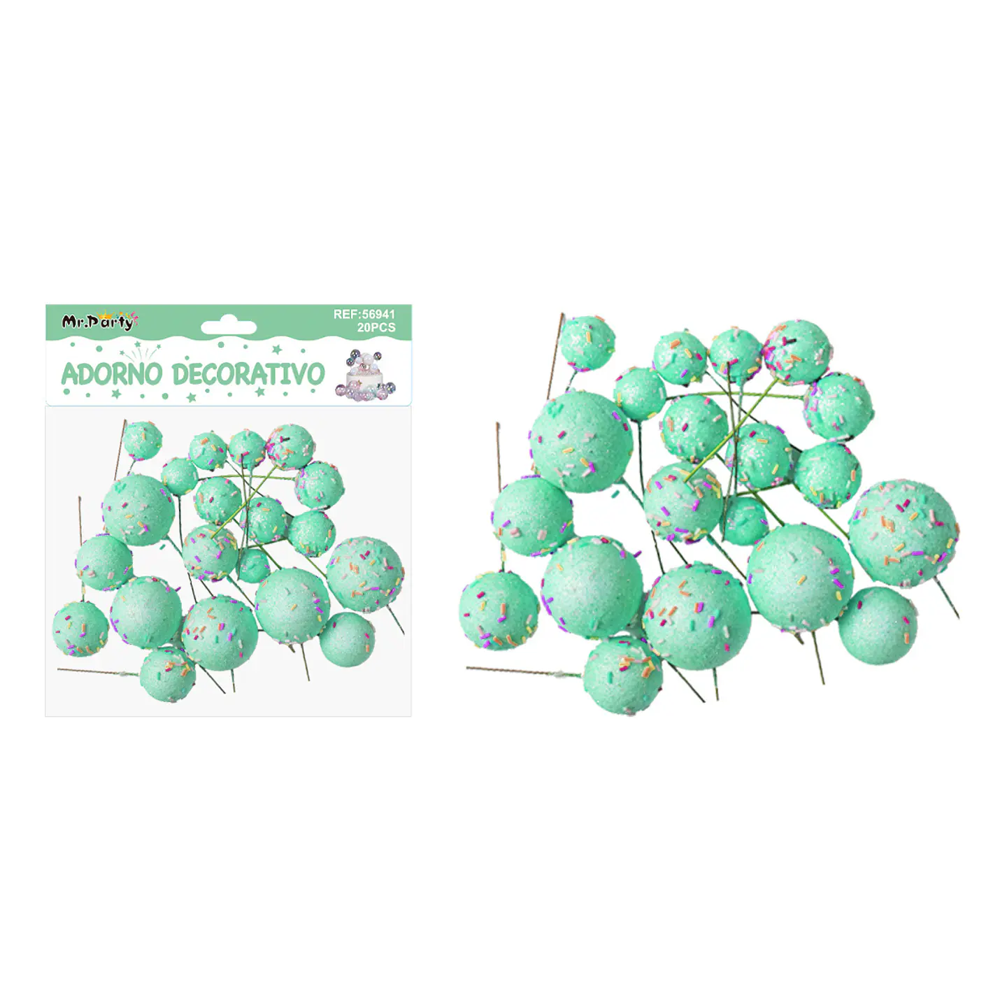 Pelota caramelo decorativa verde para pastel 20pcs 1