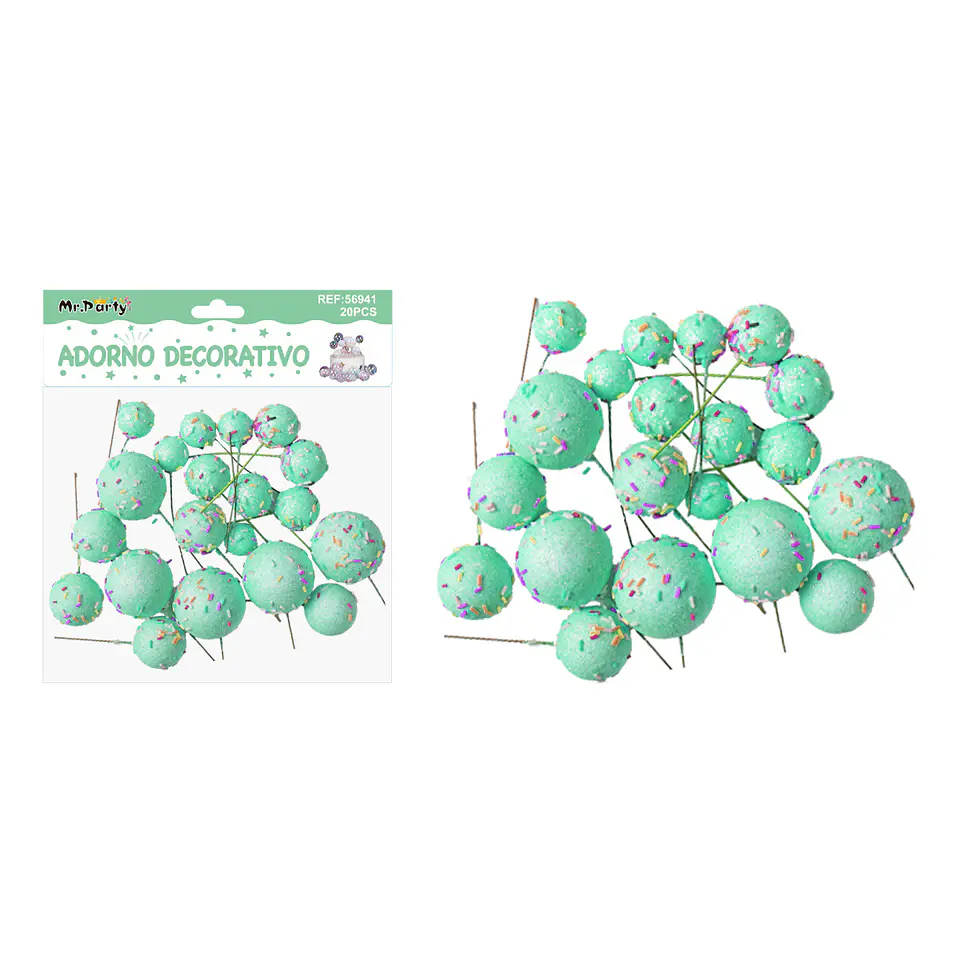 Pelota caramelo decorativa verde para pastel 20pcs 1