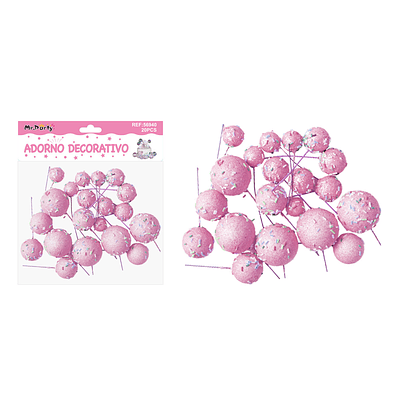 Pelota caramelo decorativa rosada para pastel 20pcs