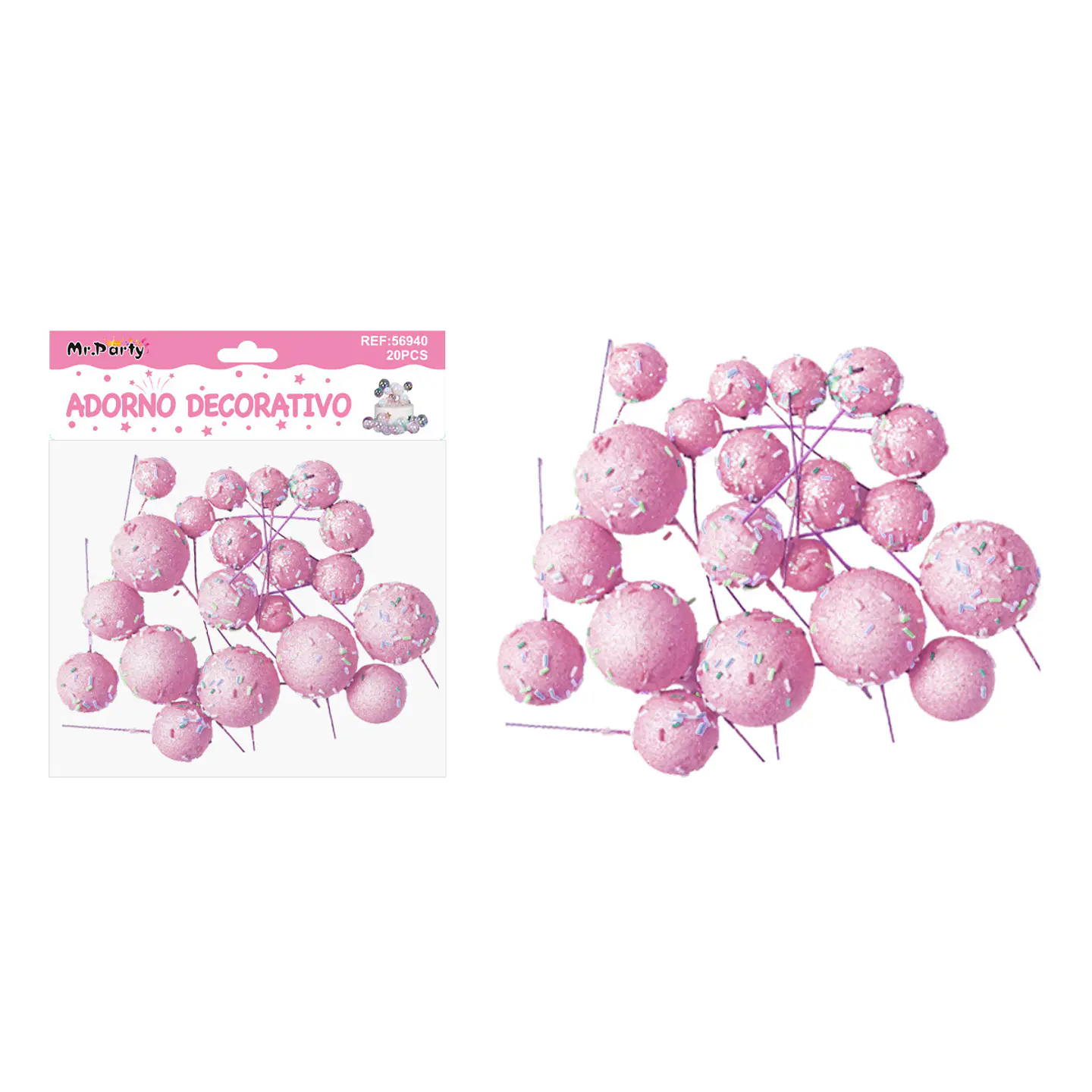 Pelota caramelo decorativa rosada para pastel 20pcs 1