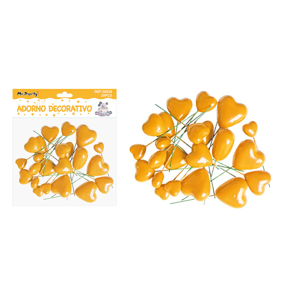 Pelota de corazón decorativa dorada para pastel 20pcs 1