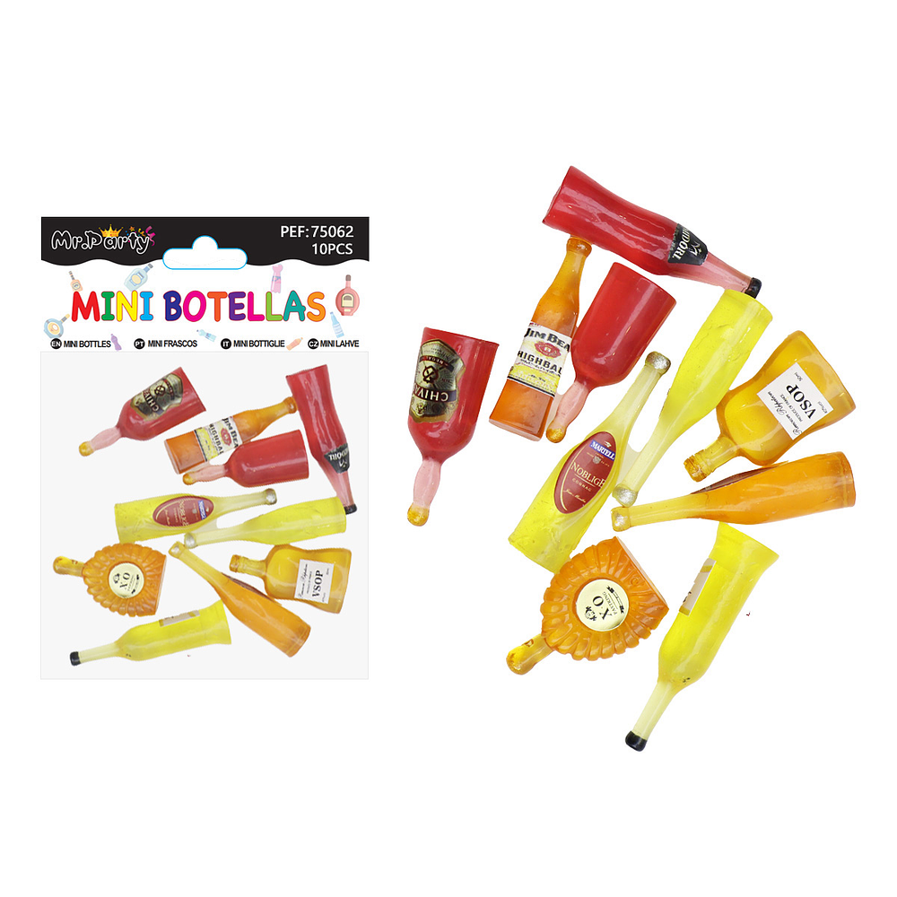 Mini botellas de licor surtidas decorativas para pastel 10pcs