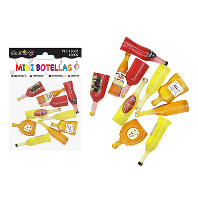 Mini botellas de licor surtidas decorativas para pastel 10pcs