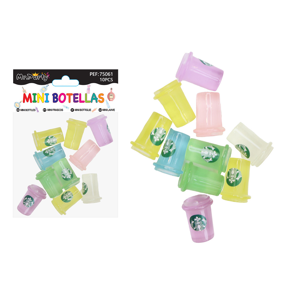 Mini vasos luminosos surtidos decorativos para pastel 10pcs