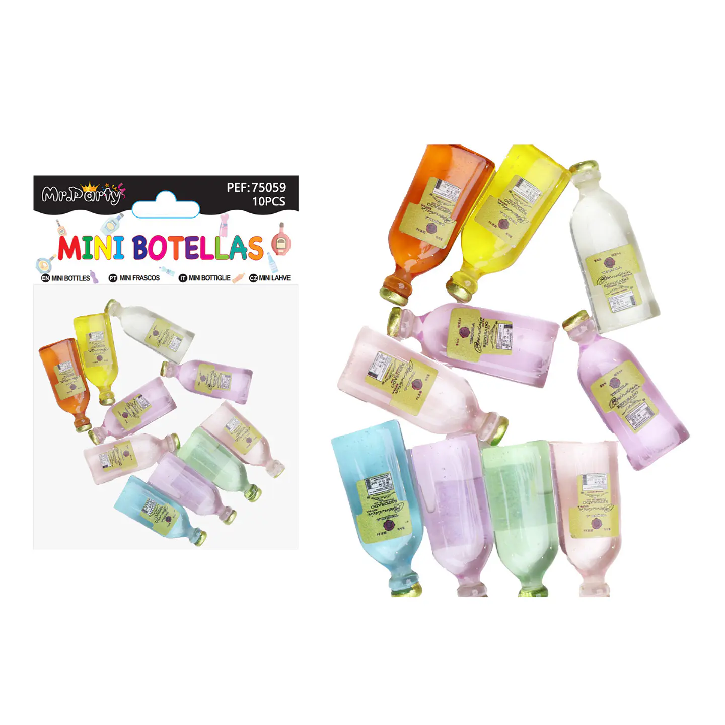 Mini botellas de licor surtidas decorativas para pastel 10pcs 1