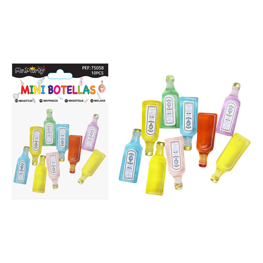 Mini botellas de licor surtidas decorativas para pastel 10pcs