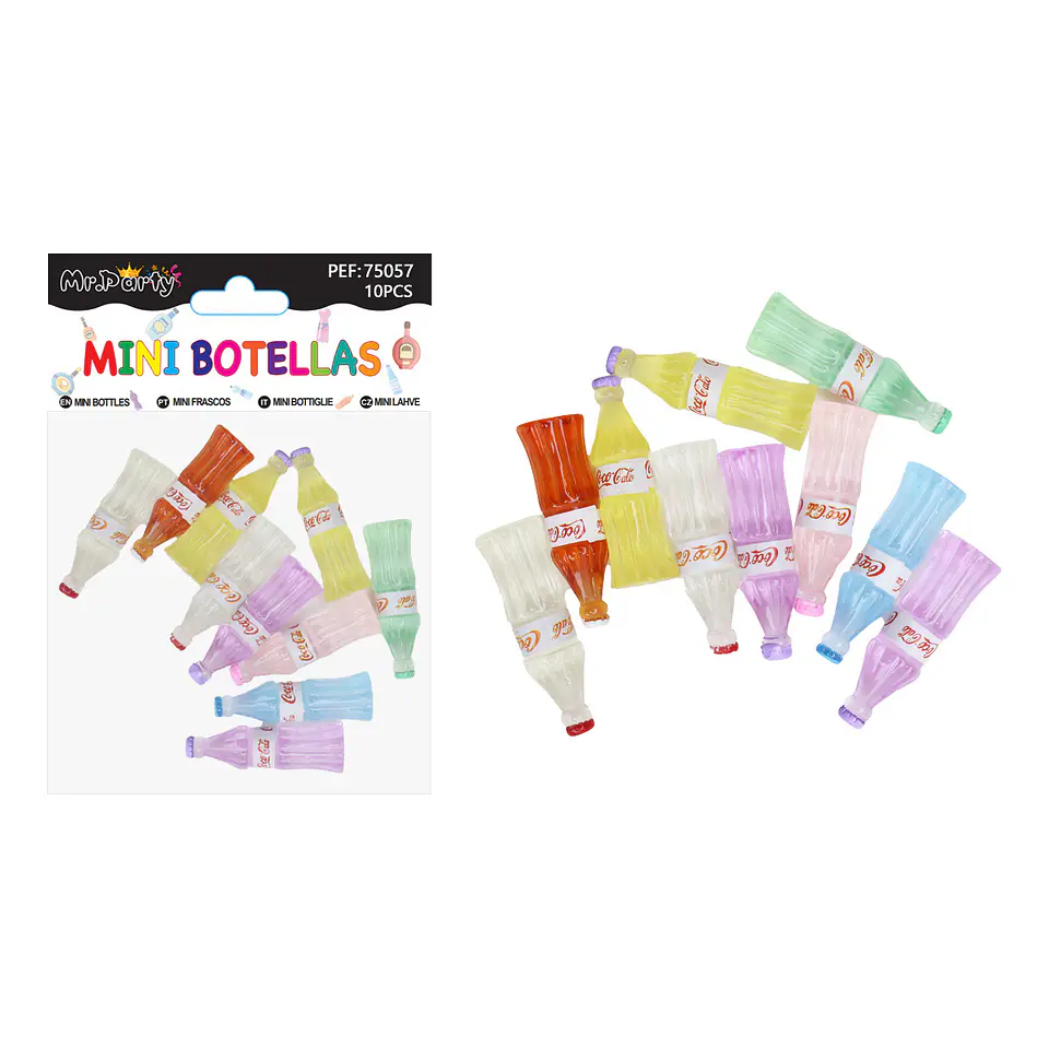 Mini botellas Coca-Cola de colores surtidos decorativas para pastel 10pcs 1