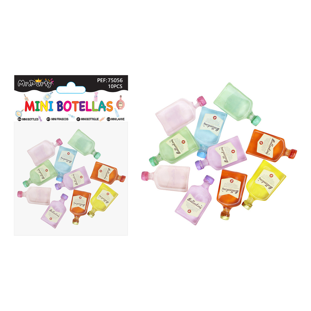 Mini botellas de licor surtidas decorativas para pastel 10pcs