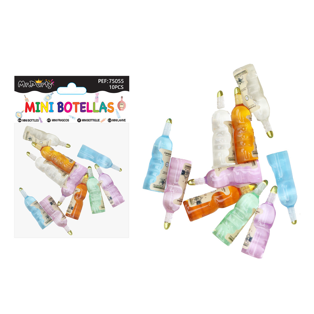Mini botellas de licor surtidas decorativas para pastel 10pcs