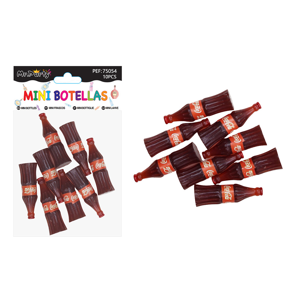Mini botellas Coca-Cola decorativas para pastel 10pcs