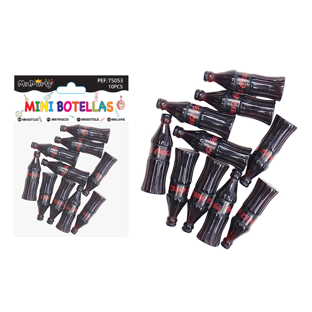 Mini botellas Coca-Cola decorativas para pastel 10pcs