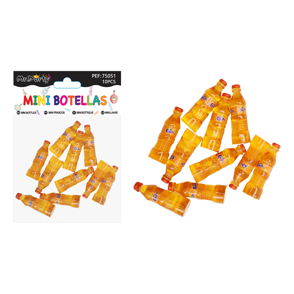 Mini botellas Fanta decorativas para pastel 10pcs
