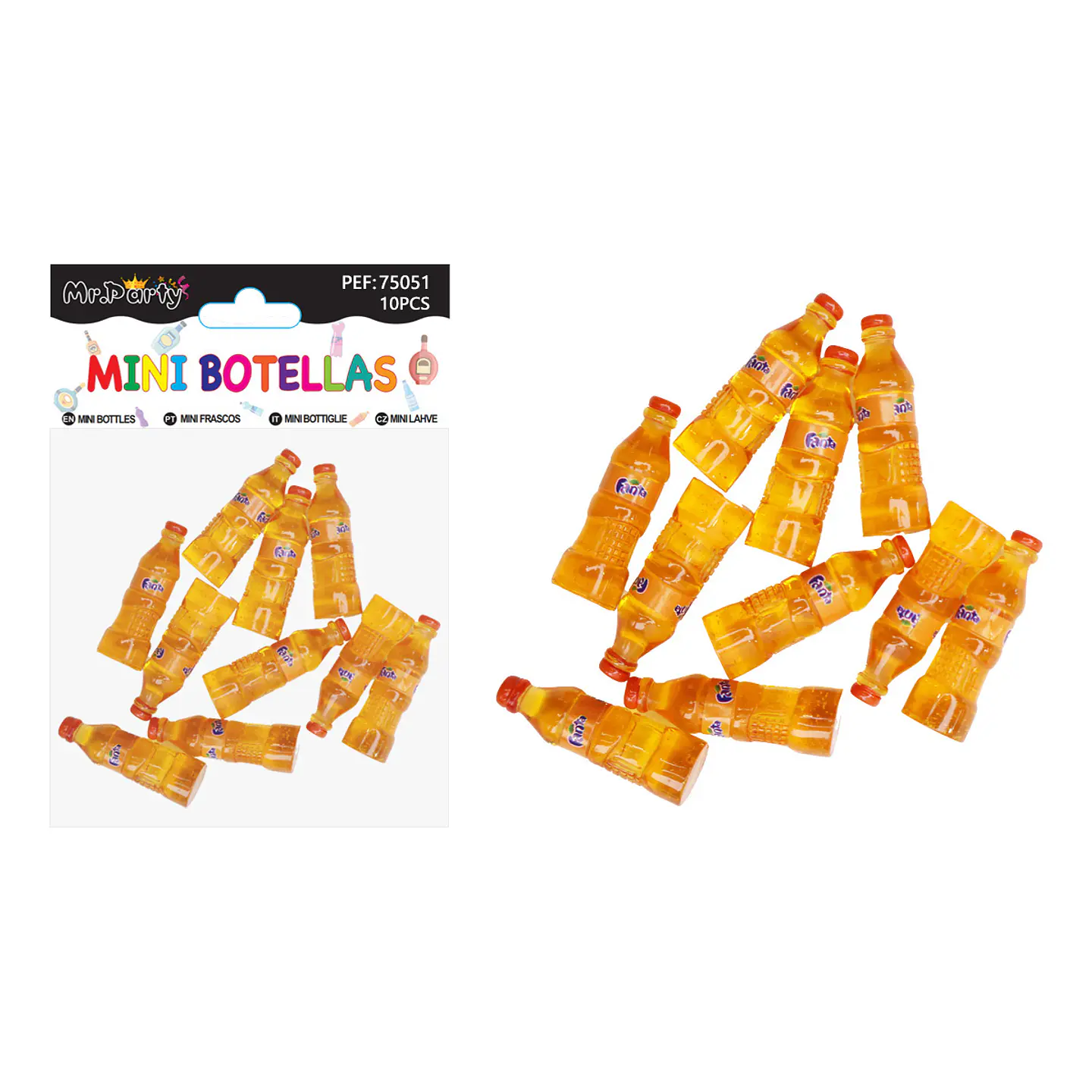 Mini botellas Fanta decorativas para pastel 10pcs 1