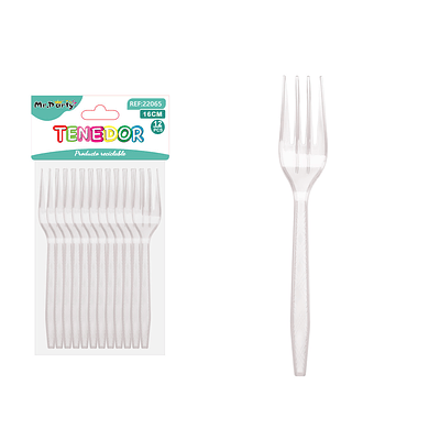 Tenedor PS desechables transparente 16cm 12pcs
