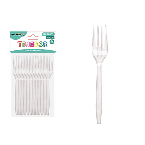 Tenedor PS desechables transparente 16cm 12pcs