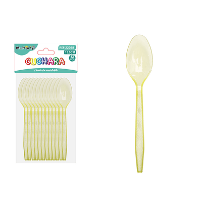 Cuchara PS desechables transparente amarillo 15.5cm 12pcs