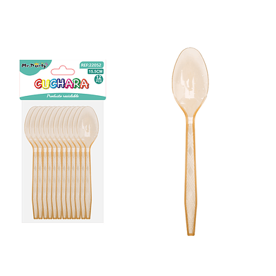 Cuchara PS desechables transparente naranjo 15.5cm 12pcs