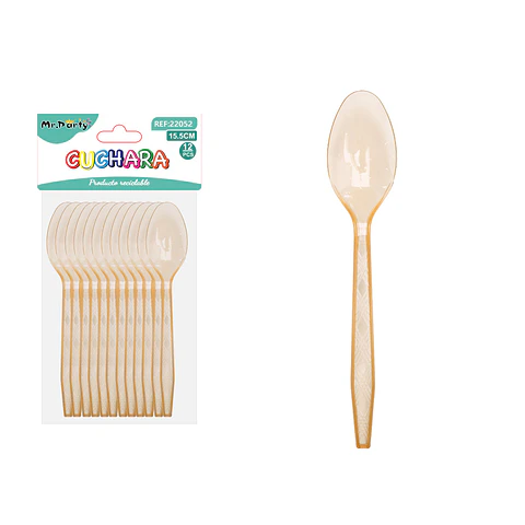Cuchara PS desechables transparente naranjo 15.5cm 12pcs