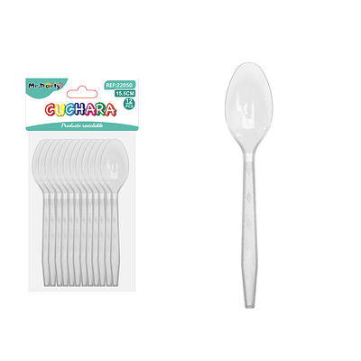 Cuchara PS desechables transparente 15.5cm 12pcs