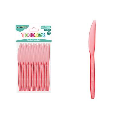 Cuchillo PS desechables transparente rojo intenso 16.2cm 12pcs