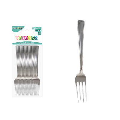 Tenedor desechables plateado 11.5cm 20pcs