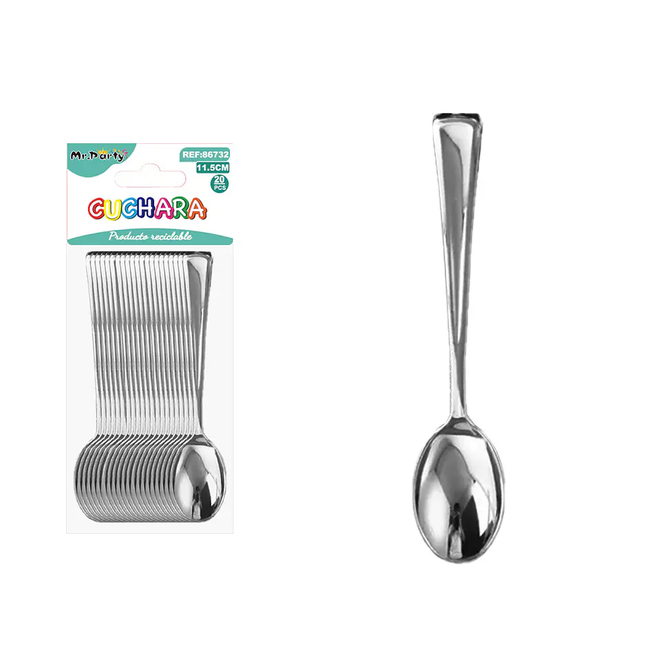 Cuchara desechables plateado 11.5cm 20pcs 1