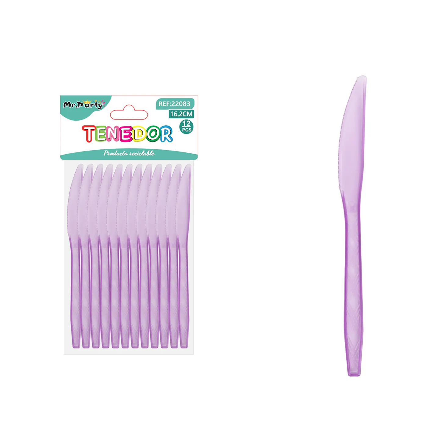 Cuchillo PS desechables transparente lila 16.2cm 12pcs 1