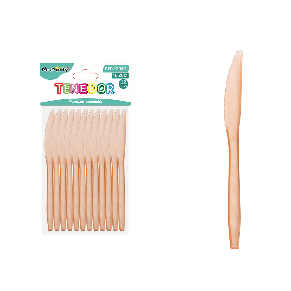 Cuchillo PS desechables transparente naranjo 16.2cm 12pcs 1