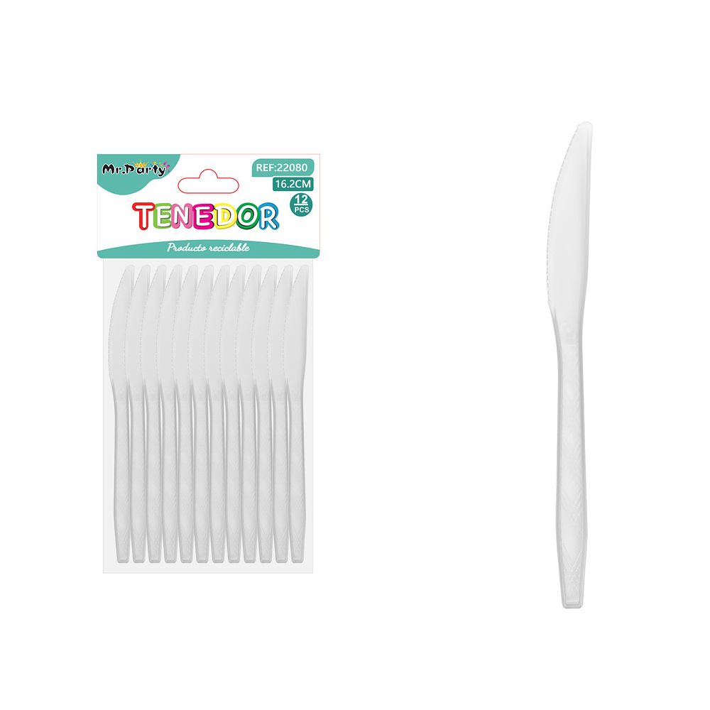 Cuchillo PS desechables transparente 16.2cm 12pcs