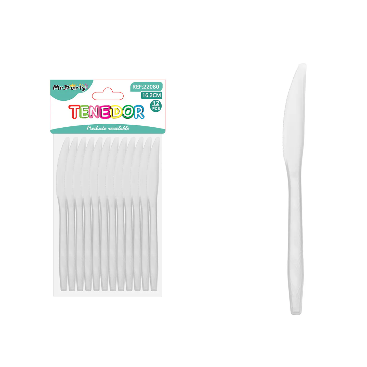 Cuchillo PS desechables transparente 16.2cm 12pcs 1