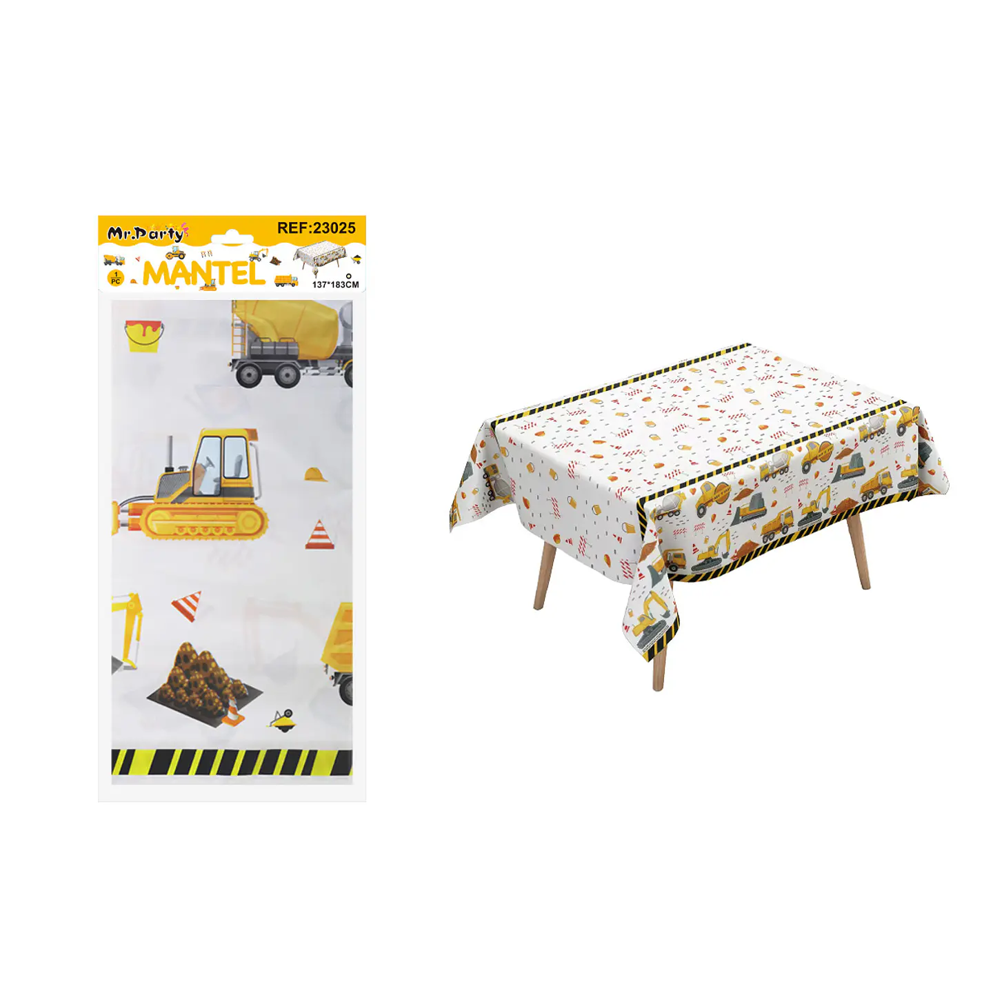 Mantel plástico perlado excavadora 137*183cm 1