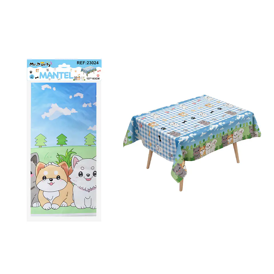 Mantel plástico perlado animales 137*183cm 1