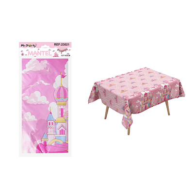 Mantel plástico perlado castillo rosado 137*183cm