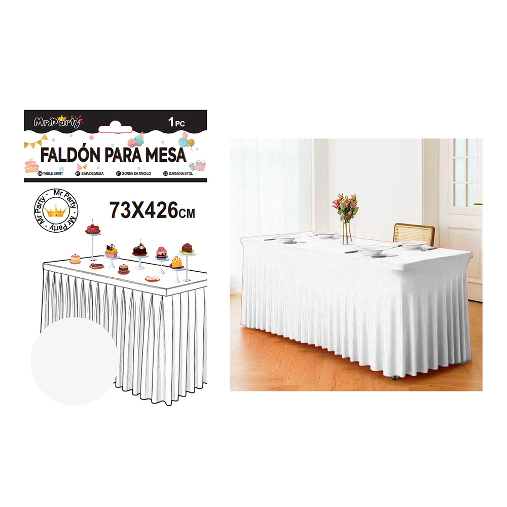 Faldón de mesa plástico blanco 73*426cm