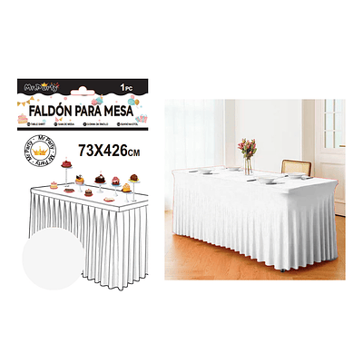 Faldón de mesa plástico blanco 73*426cm