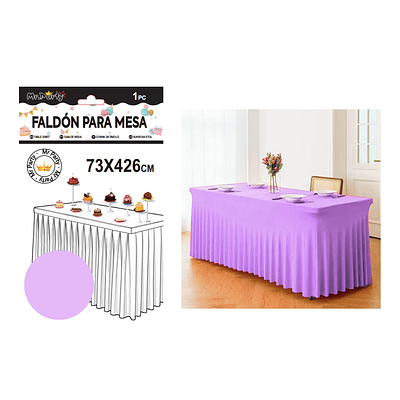 Faldón de mesa plástico lila 73*426cm