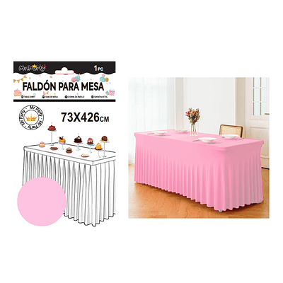 Faldón de mesa plástico rosa claro 73*426cm