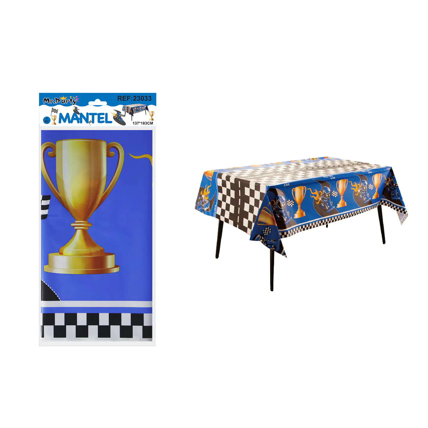 Mantel plástico perlado de piloto azul 137*183cm 1