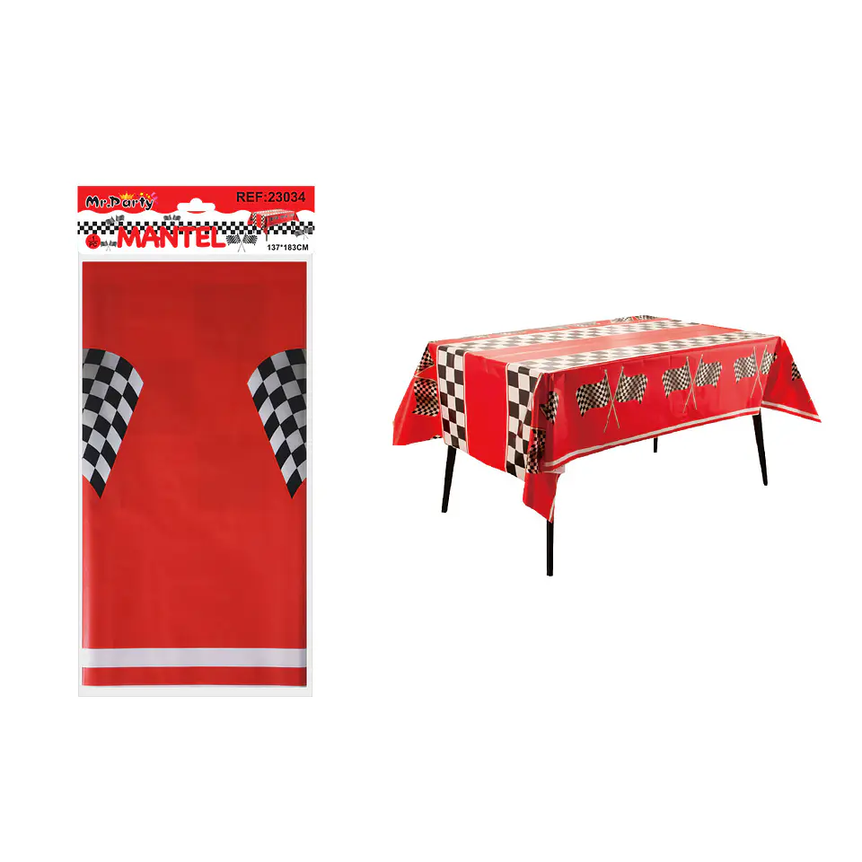 Mantel plástico perlado de piloto rojo 137*183cm 1