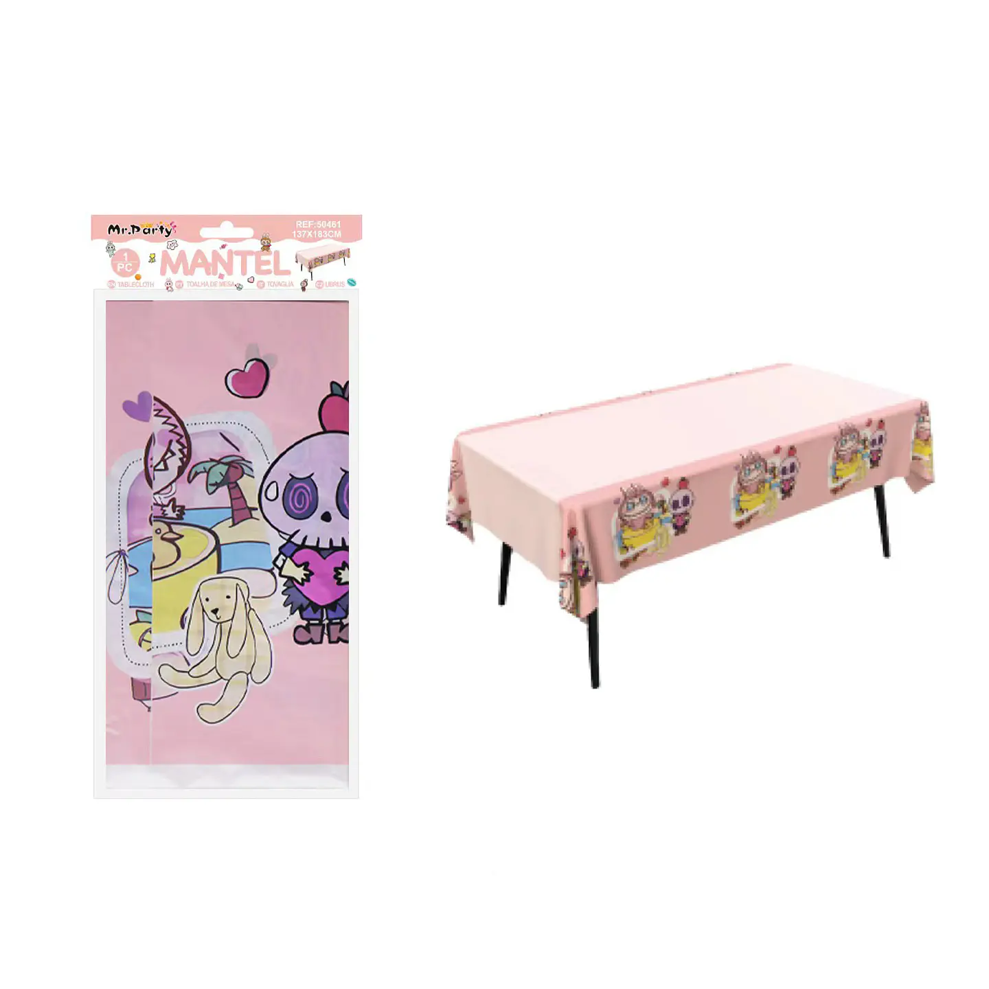 Mantel plástico con diseño Labubu 137*183cm 1
