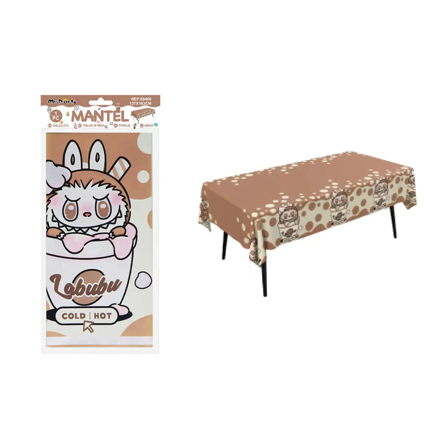 Mantel plástico con diseño Labubu 137*183cm 1