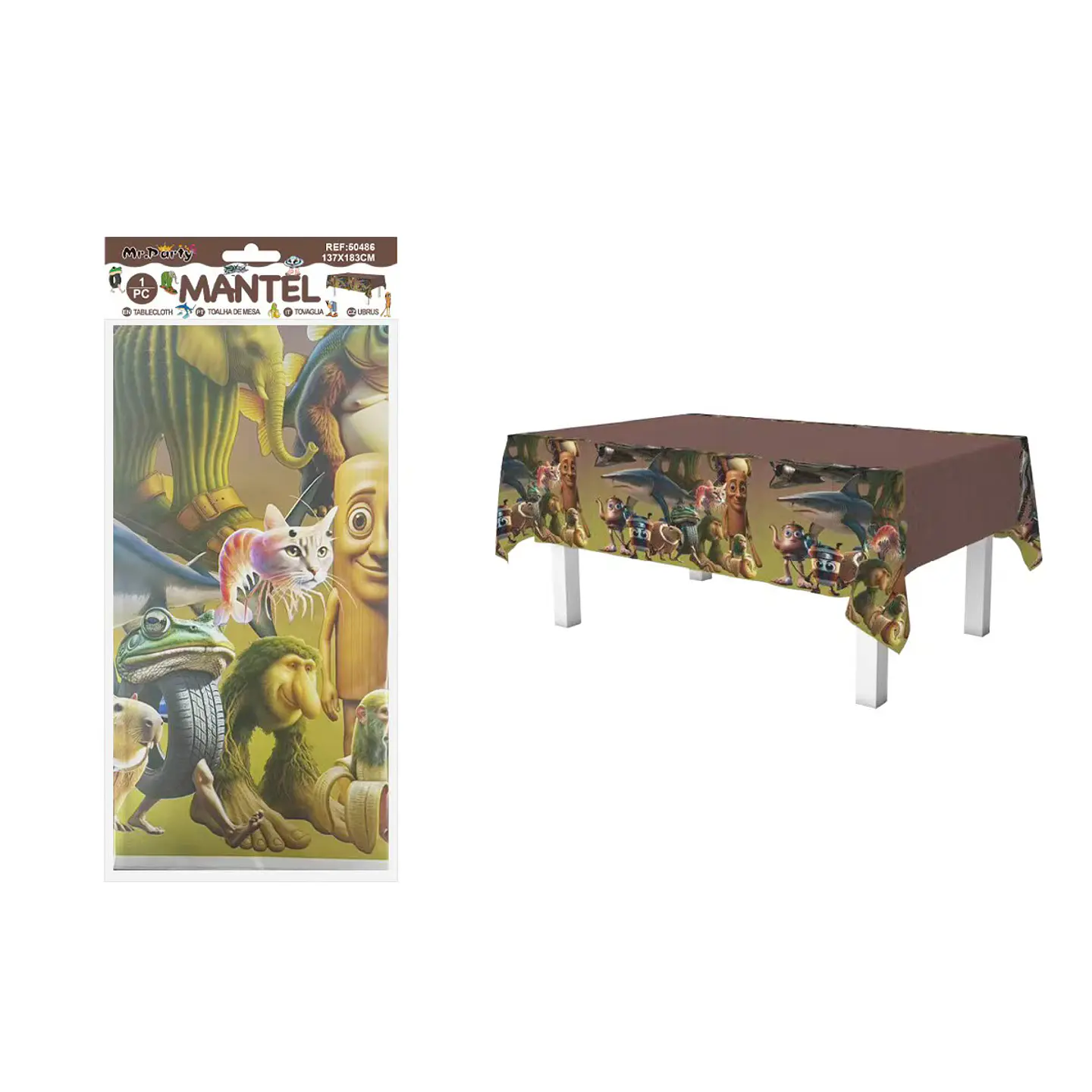 Mantel plástico con diseño Brainrot 137*183cm 1