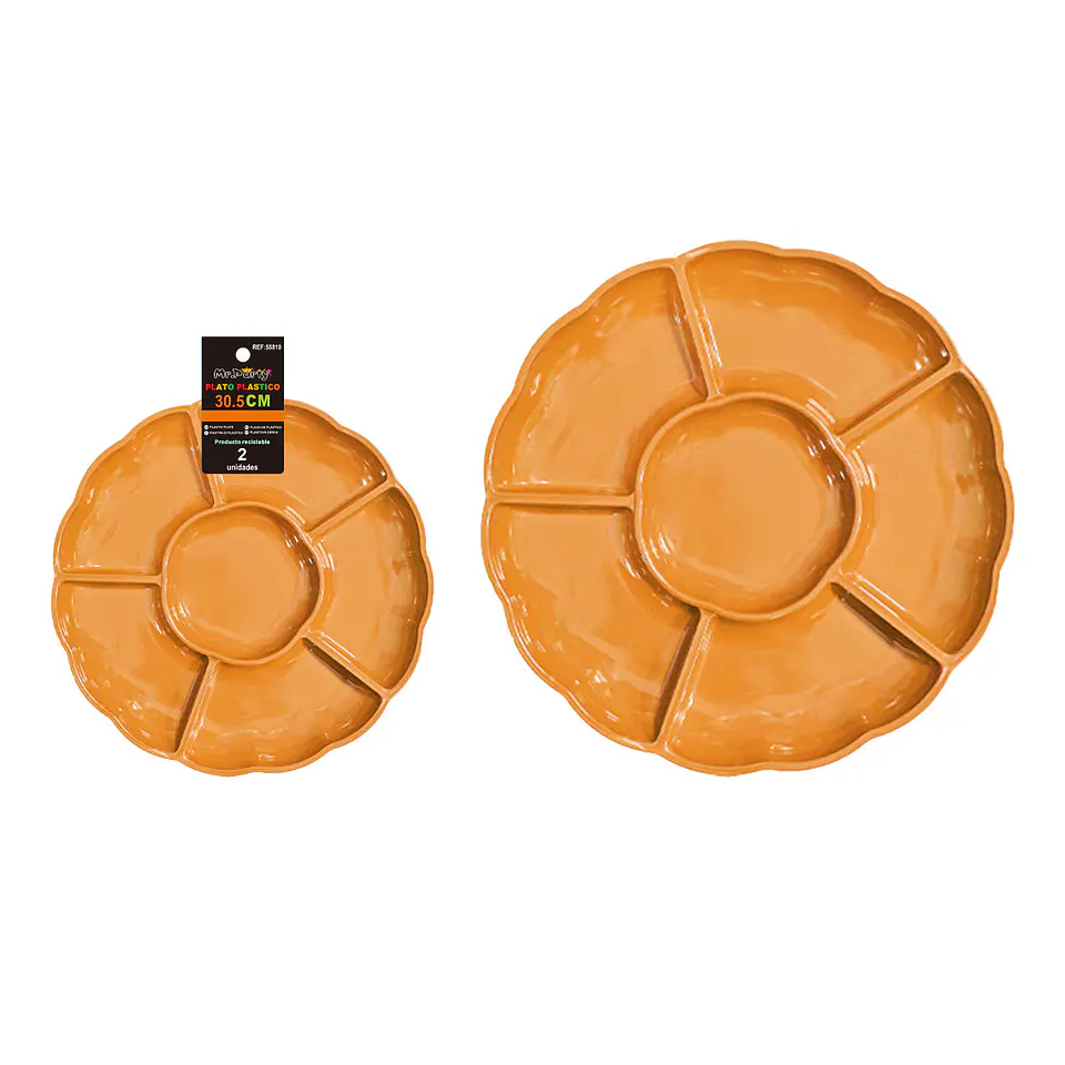 Plato bandeja plástica naranja con división 30.5cm 2pcs  1