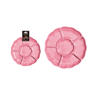 Plato bandeja plástica rosa con división 30.5cm 2pcs 
