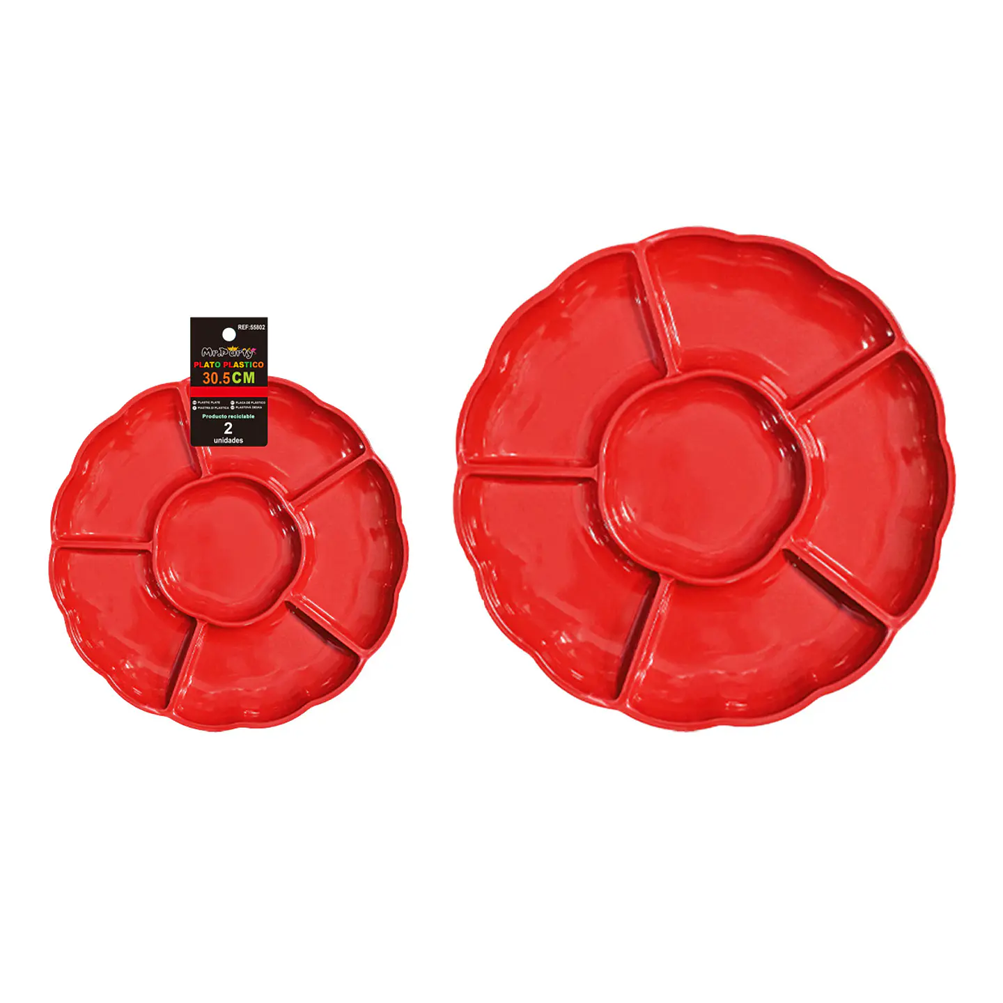 Plato bandeja plástica rojo con división 30.5cm 2pcs  1